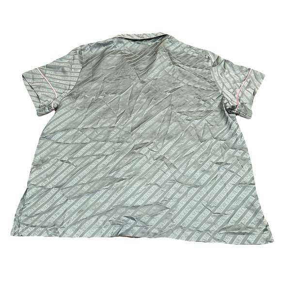 Y2K 2000s Victoria's Secret Green Satin Button Short Sleeve Pajama Top Women's M - Picture 5 of 6